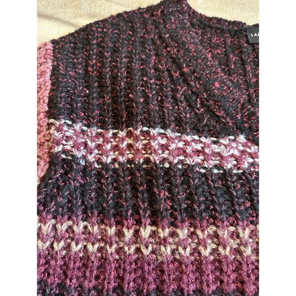 Lane Bryant Sweater Womens 14/16 Burgundy Striped Knit‎ Heavy Pullover V Neck - Picture 5 of 11